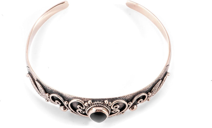 Windalf Mittelalter Bohemia Armreif ELANIA Ø 5.7 cm Onyx Elfenschmuck Armschmuck Hochwertige Bronze