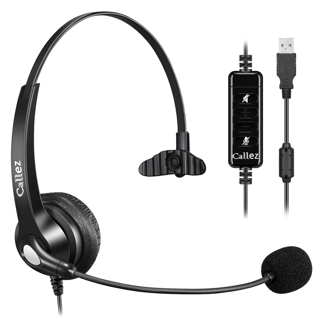 USB Headset PC mit Mikrofon Noise Cancelling & Lautstärkeregler, PC Kopfhörer für Laptop Skype UC Ly