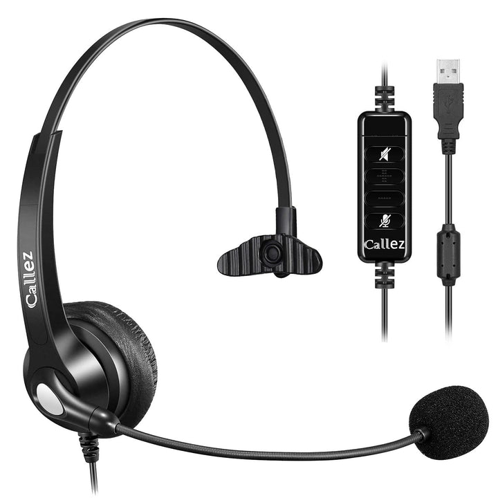 USB Headset PC mit Mikrofon Noise Cancelling & Lautstärkeregler, PC Kopfhörer für Laptop Skype UC Ly