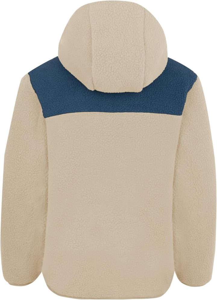 Trollkids winddichte Kinder Jacke mit Reissverschlusstaschen SANDVIKA 92 Wüstensand/Mystik Blau/Rost