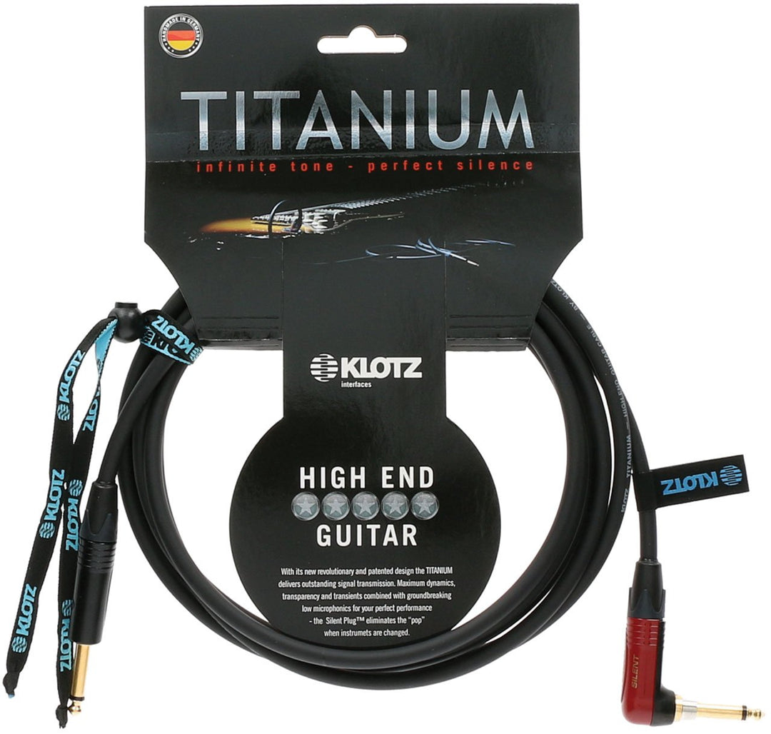 Klotz TIR0600PSP Titanium Gitarrenkabel mit Silent Plug, 6,35 mm (1/4 Zoll) gerade auf rechten Winke