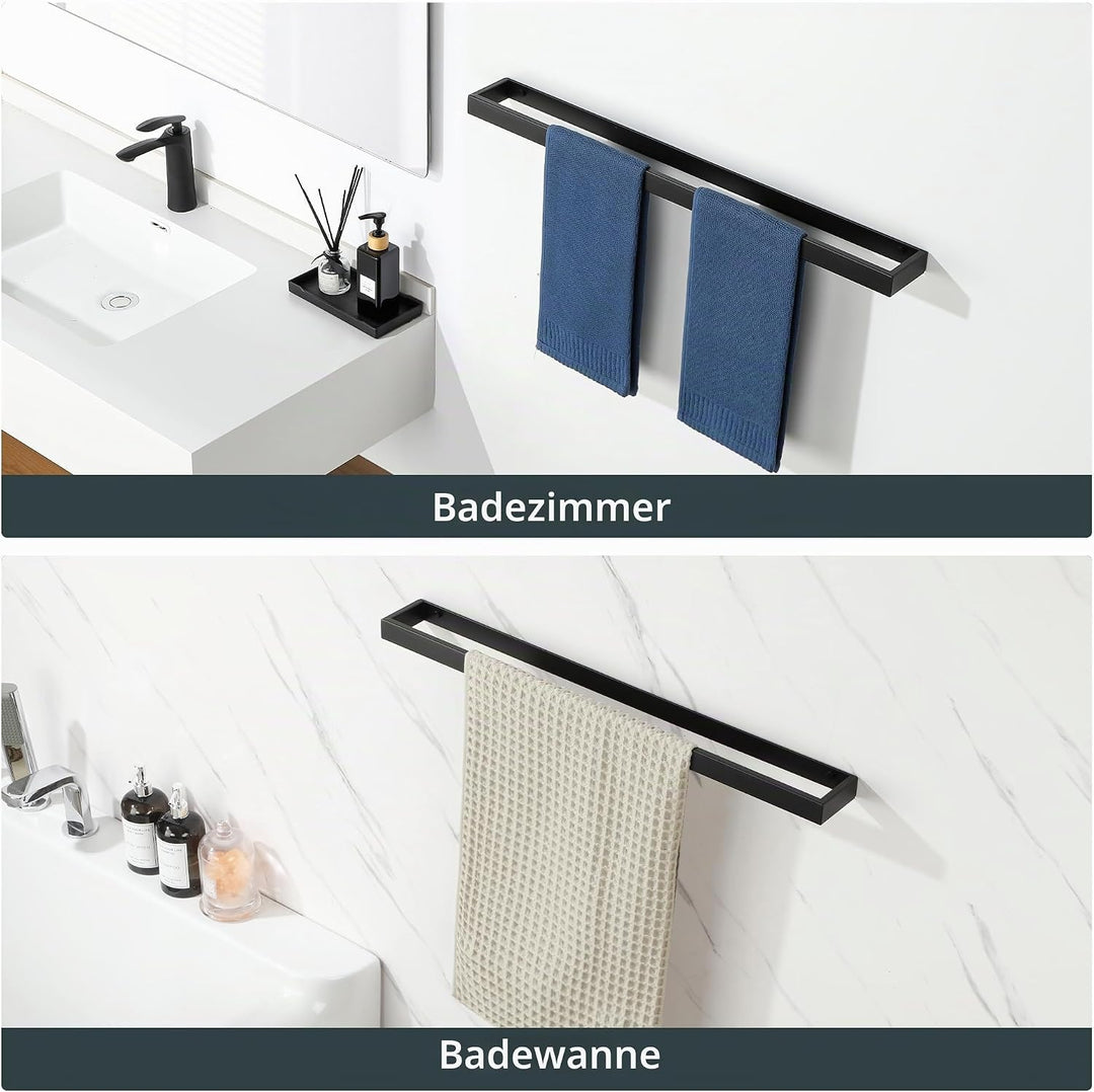 SAYAYO Handtuchhalter Schwarz Wand Bad, Gästehandtuchhalter mit Bohren 70CM | Handtuchhalter Badezim