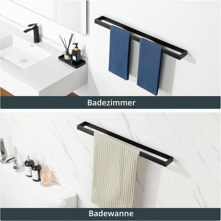 SAYAYO Handtuchhalter Schwarz Wand Bad, Gästehandtuchhalter mit Bohren 70CM | Handtuchhalter Badezim
