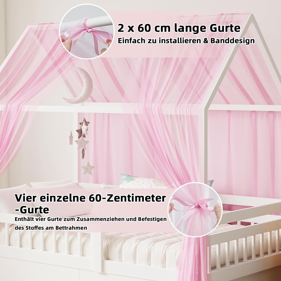 GFCC Hausbett Himmel Set, 2 Stück Betthimmel Hausbett aus Tüll für Hausbett Deko, Himmelbett Vorhäng