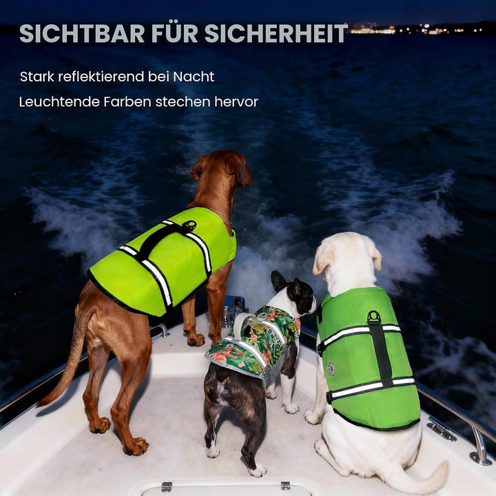 VIVAGLORY Hunde Schwimmweste Rip Stop Hundeschwimmweste, L, Grün | Auftrieb &amp; Ripstop for Hunde, Sch