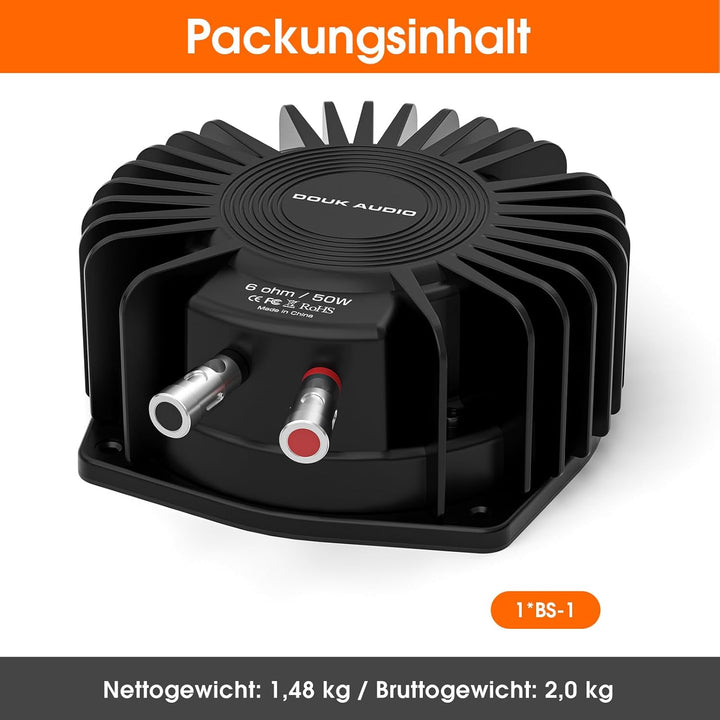 Douk Audio BS-1 Bass Shaker: 50W Hochleistungs Buttkicker – Taktiler Wandler – Subwoofer Tieftöne fü
