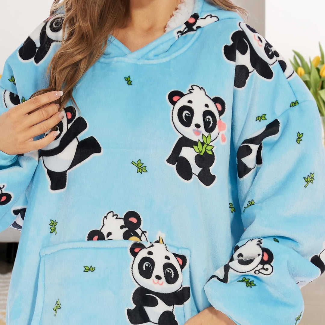 THREE POODLE Decken Hoodie Damen, Oversize Hoodie Decken Pullover Kuschelpullover für Damen Herren K