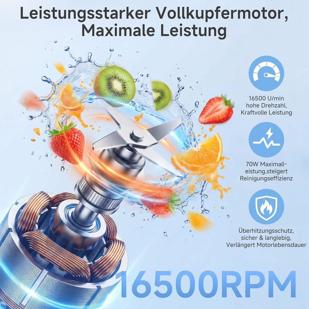 SIMPLUS Tragbarer Mixer 800ml Smoothie Maker To Go, USB-C Wiederaufladbarer Mini Standmixer, 6 Edels