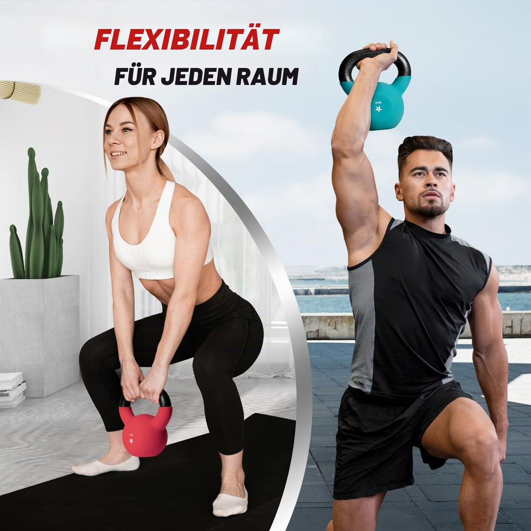 Yes4All 2-20 kg Cast Iron Kettlebell with Neoprene Coating, Multicoloured Kettlebells, Swing Dumbbel