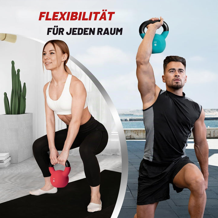 Yes4All 2-20 kg Cast Iron Kettlebell with Neoprene Coating, Multicoloured Kettlebells, Swing Dumbbel