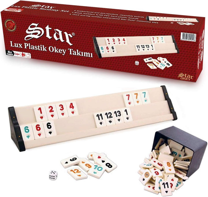 Star Rummy Set Okey Takımı hochwertige Verarbeitung & Materialien (Kunststoff- Spielbänke - leicht u