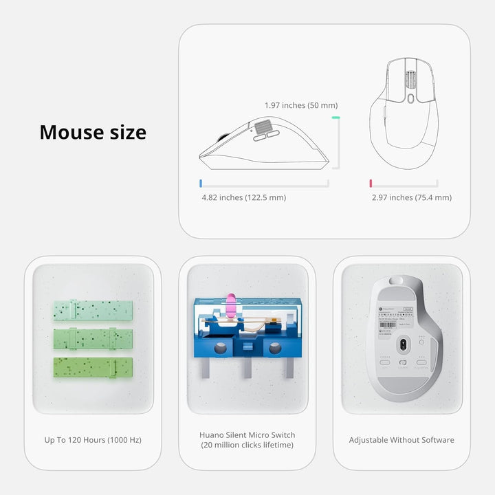Keychron M6 Upgrade Wireless Bluetooth/2.4 GHz/Kabelgebundene Optische Maus,1000Hz Leichtgewicht Pro