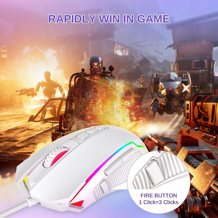 Redragon Gaming Maus, Gaming Mouse mit RGB und Einstellbar 8000 DPI, Maus mit 9 programmierbare Tast