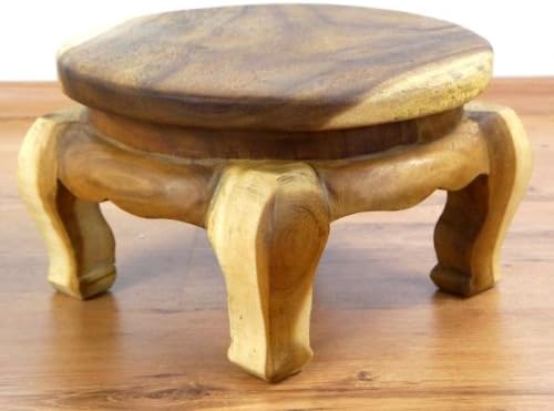 livasia Runder Opiumtisch, Beistelltisch, Massivholztisch, Nachttisch, Podest Natur 30cm, Natur 30cm