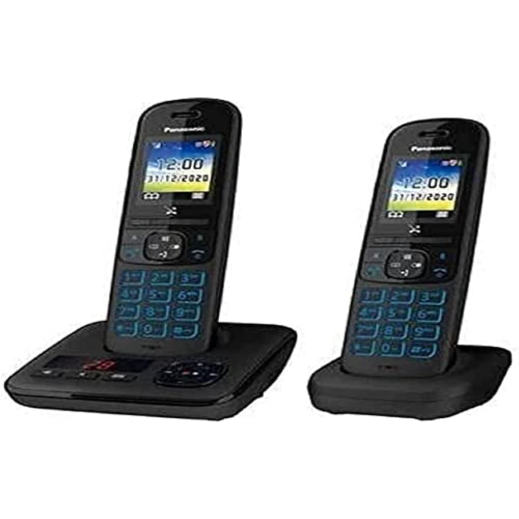Panasonic KX-TGH722FRB DECT Digitales Schnurlostelefon mit digitalem Anrufbeantworter, Basis und 2 M