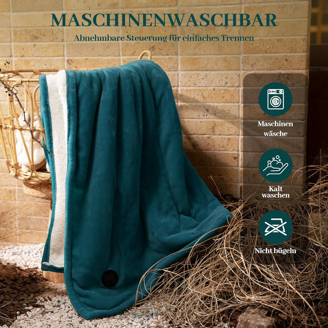 GOTCOZY Wärmedecke Heizdecke 130x180 cm – Ein Knopf Wärmedecke Elektrisch mit 10 Heizstufen & 9-Stun