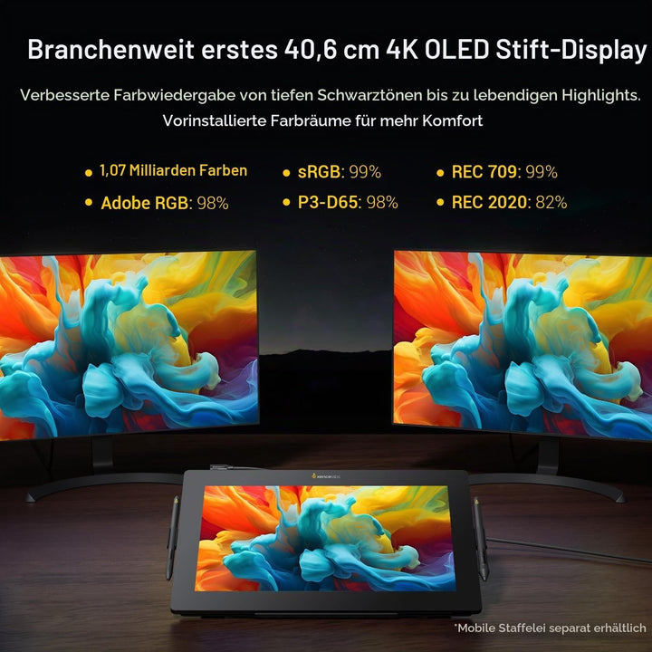 Xencelabs Pen Display 16 Essentials 16" 4K OLED Professionelle Grafiktablett mit Display mit 2 Batte