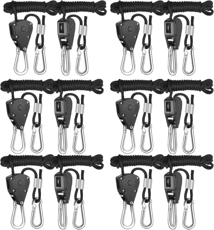 iPower 1/8" 6-Paar Seil Ratsche mit Haken, Seil Ratsche Kleiderbügel Aufhänger für Hängende Zelt Wac