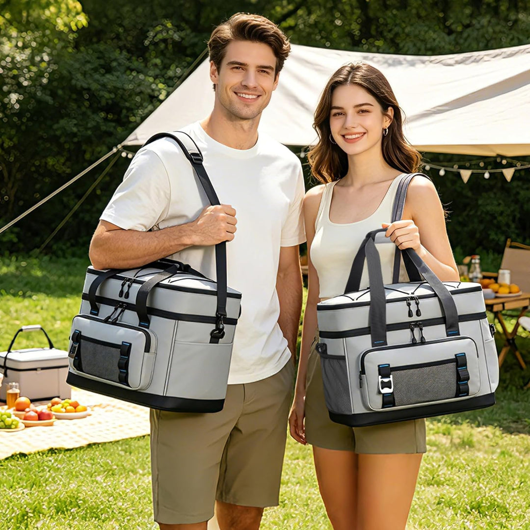 Kühltasche, 40L Grosse Kühlbox Faltbar, Wasserdichte Doppelwand Thermotasche Isolierte Picknicktasch
