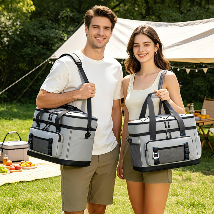 Kühltasche, 40L Grosse Kühlbox Faltbar, Wasserdichte Doppelwand Thermotasche Isolierte Picknicktasch