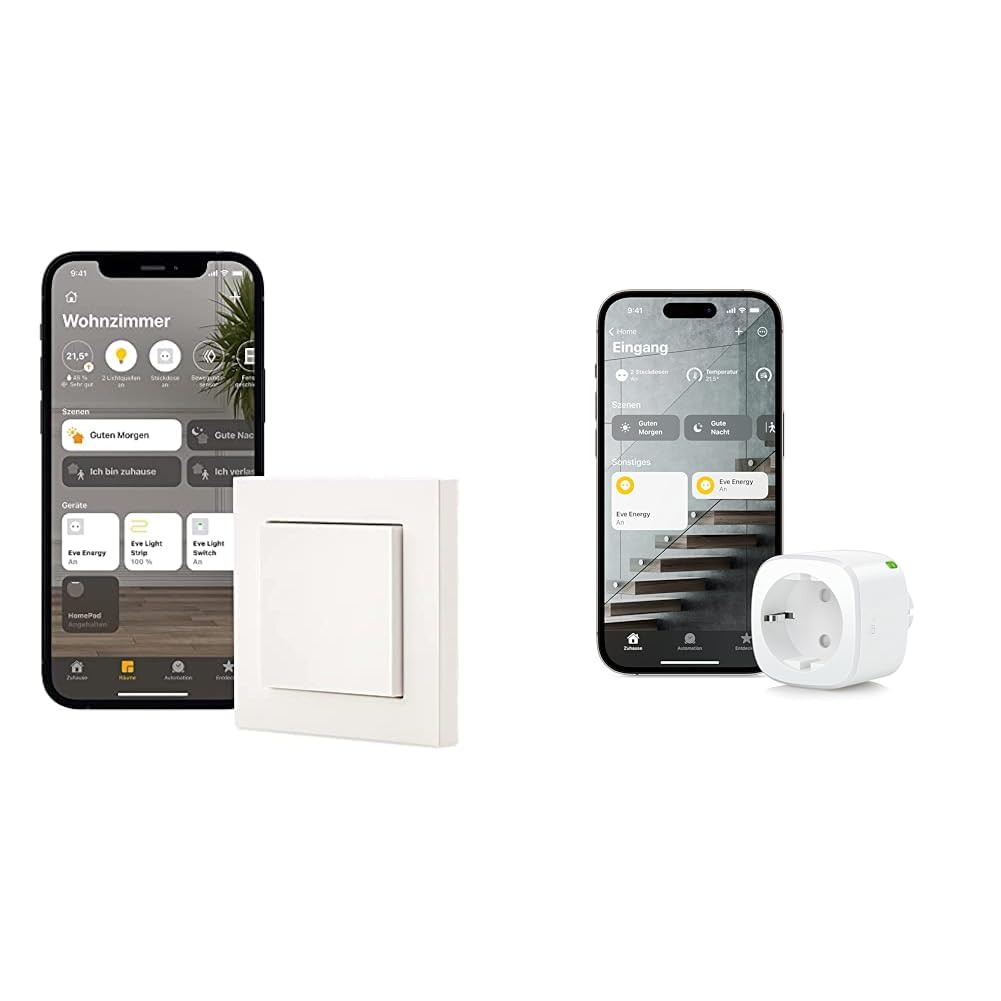 Eve Light Switch – Smarter Lichtschalter & Energy Matter – Smarte Steckdose Eve Light Switch Bundle