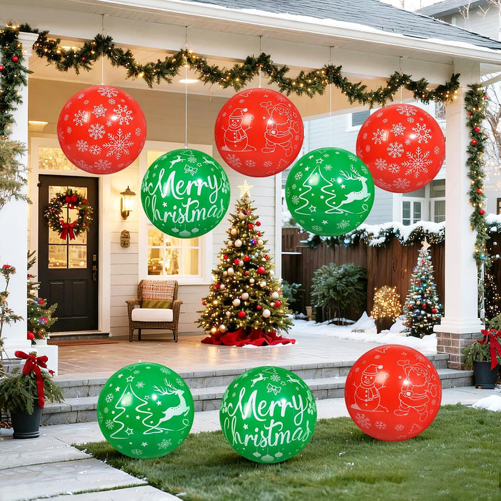 8 Stück 40 cm Weihnachts aufblasbare Bälle Aufblasbare Weihnachtskugel Ornamente im Freien für Weihn