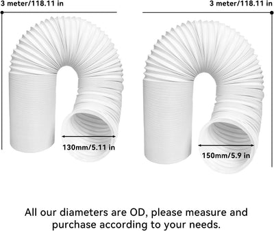 Tissting Tragbarer Klimaanlage Schlauch, 3 Meter Abluftschlauch 150 mm Durchmesser PP Klimaanlage Sc