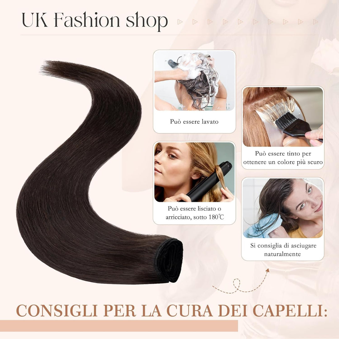 Extensions Echthaar Clip In Haarverlängerungen 100% Remy Echthaar Dünn 8 Tressen 18 Clips Glatt 35cm