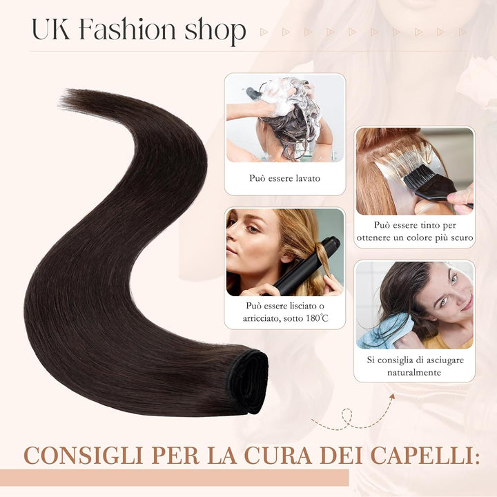 Extensions Echthaar Clip In Haarverlängerungen 100% Remy Echthaar Dünn 8 Tressen 18 Clips Glatt 35cm