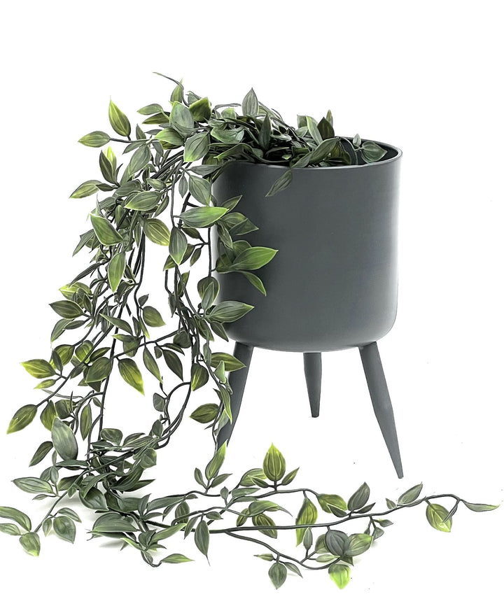 DanDiBo Blumentopf mit Füssen Pflanztopf Blumenkübel mit Beinen Metall Grau 23 cm 96260 M Modern Pfl
