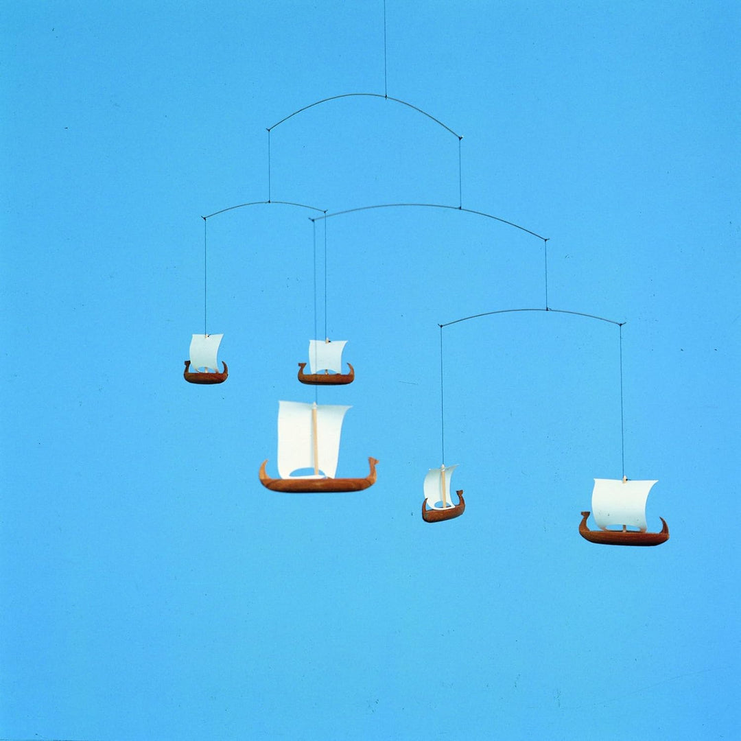 Flensted Mobiles Viking 5 Mobile, Holz, braun/weiss, 28x63 cm