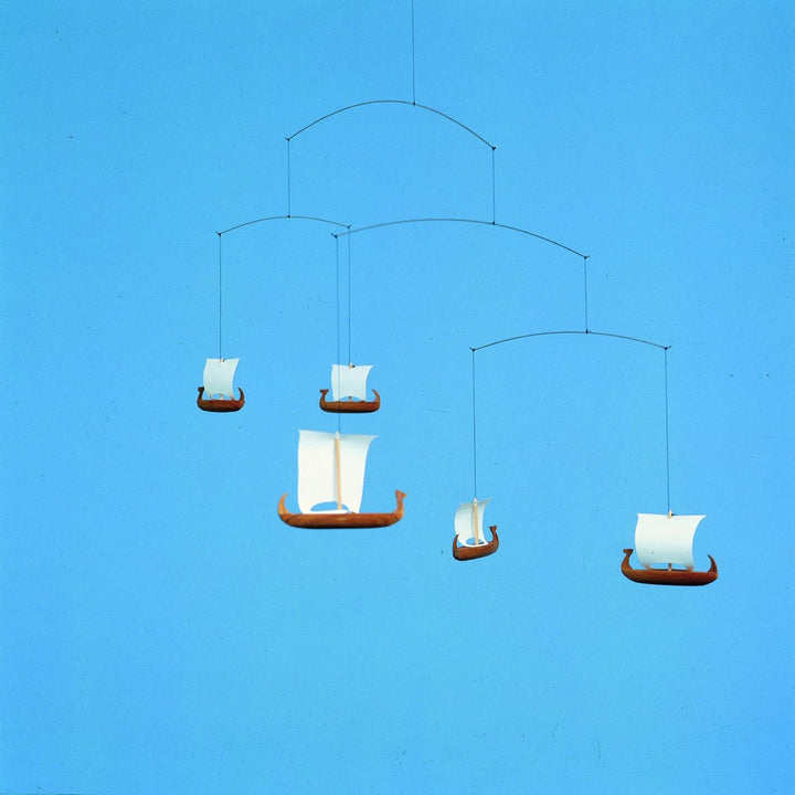 Flensted Mobiles Viking 5 Mobile, Holz, braun/weiss, 28x63 cm