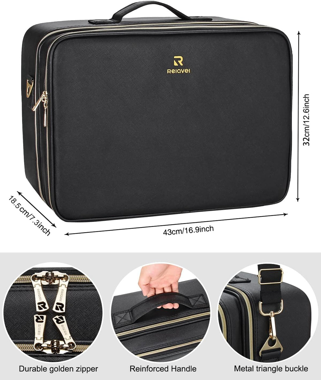 Relavel Extra Grosse Makeup Tasche Leder Reise Makeup Zug Tasche Professionelle Makeup Künstler-Tasc
