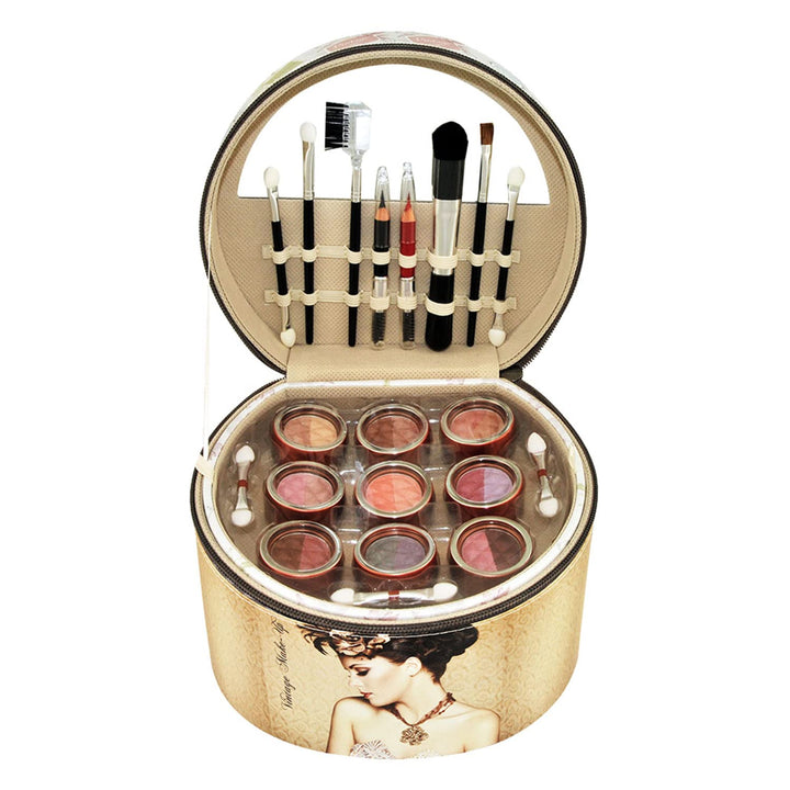Schminkkoffer und Palette für Damen | 36 Stück: Rouge, Lidschatten, Lippenstift, Nagellack | Aufbewa