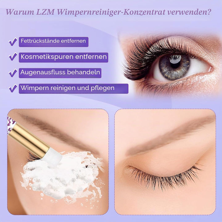 LZM Wimpernverlängerungsshampoo Konzentrat - Reinigungskonzentrat für Wimpernverlängerungen mit Bürs