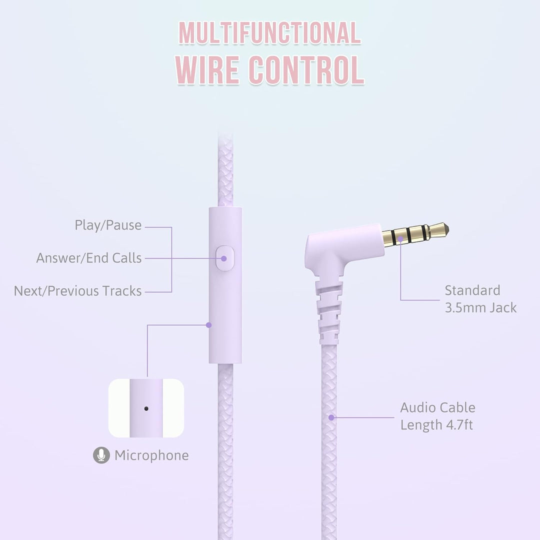 RockPapa L22 Kinder kopfhörer, Kabel Kopfhörer für Kinder, 3,5 mm Aux Jack, Verstellbares Stirnband