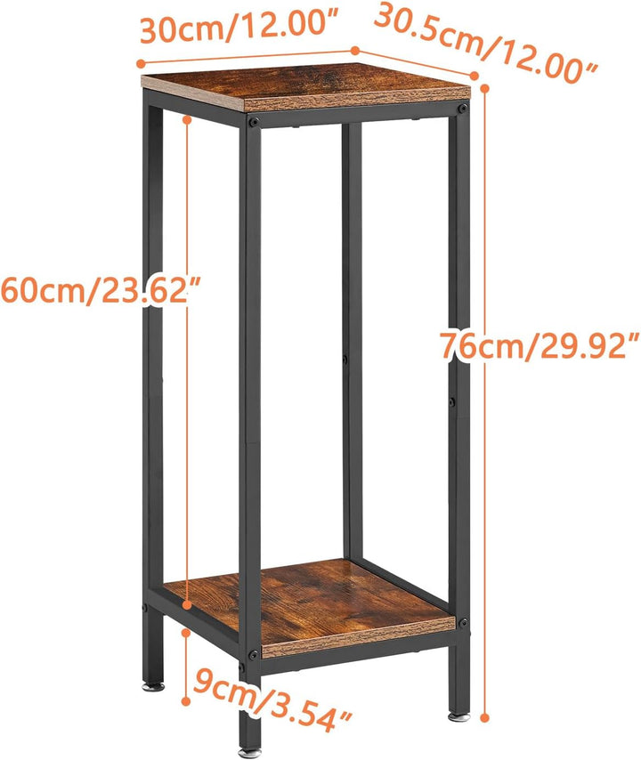 IBUYKE 2 Etagen Pflanzenregal Blumenständer, 76cm Hoch Holz Pflanzenständer, Modern Quadratische Blu