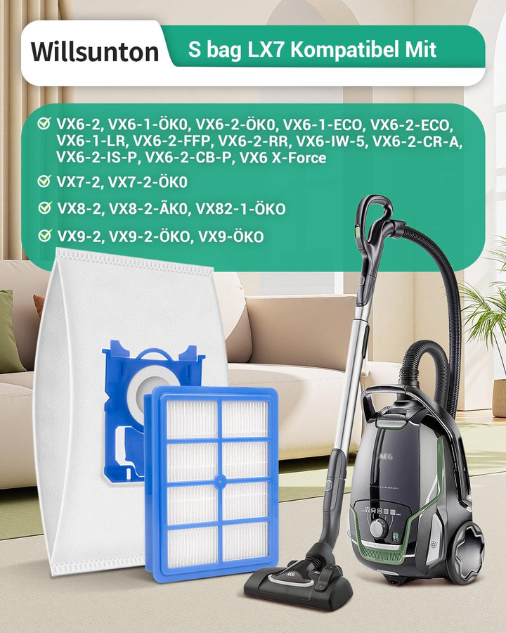 (10 Beutel + 2 HEPA Filter) Zubehör Set für AEG VX6 VX7 VX8 VX9 Bodenstaubsauger VX6-2 VX6-1-ÖKO VX6