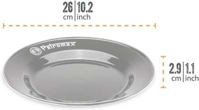 Petromax Emaille Teller schwarz 2 Stück (26 cm) | hochwertiger Edelstahlrand | hygienisch | leicht |