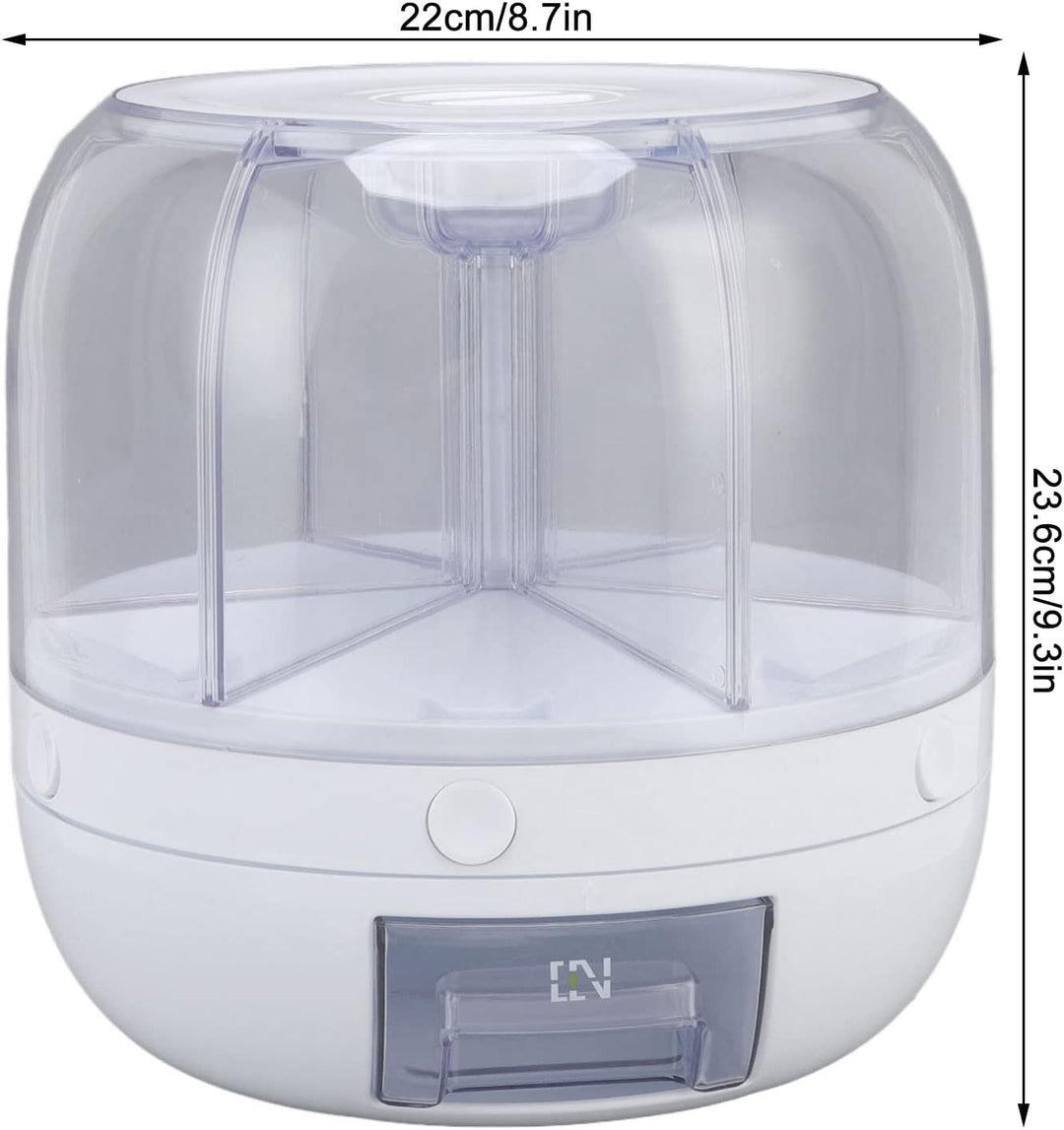 Müslispender, 360 ° drehbarer transparenter Reisspender mit 6 Gittern Reisspender Einschichtiger Sta