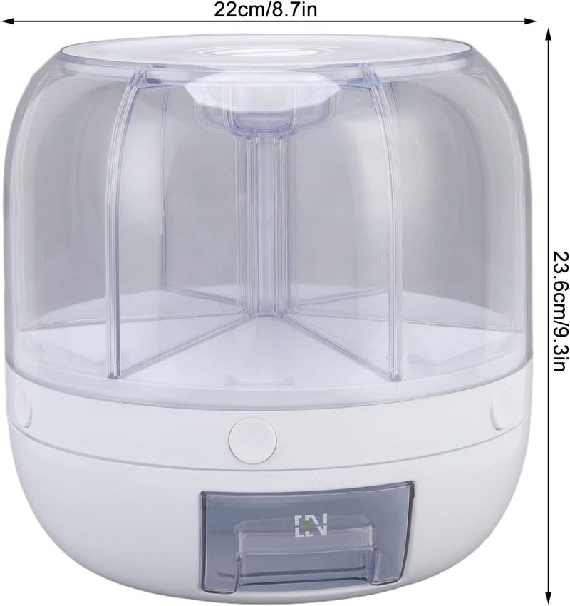 Müslispender, 360 ° drehbarer transparenter Reisspender mit 6 Gittern Reisspender Einschichtiger Sta