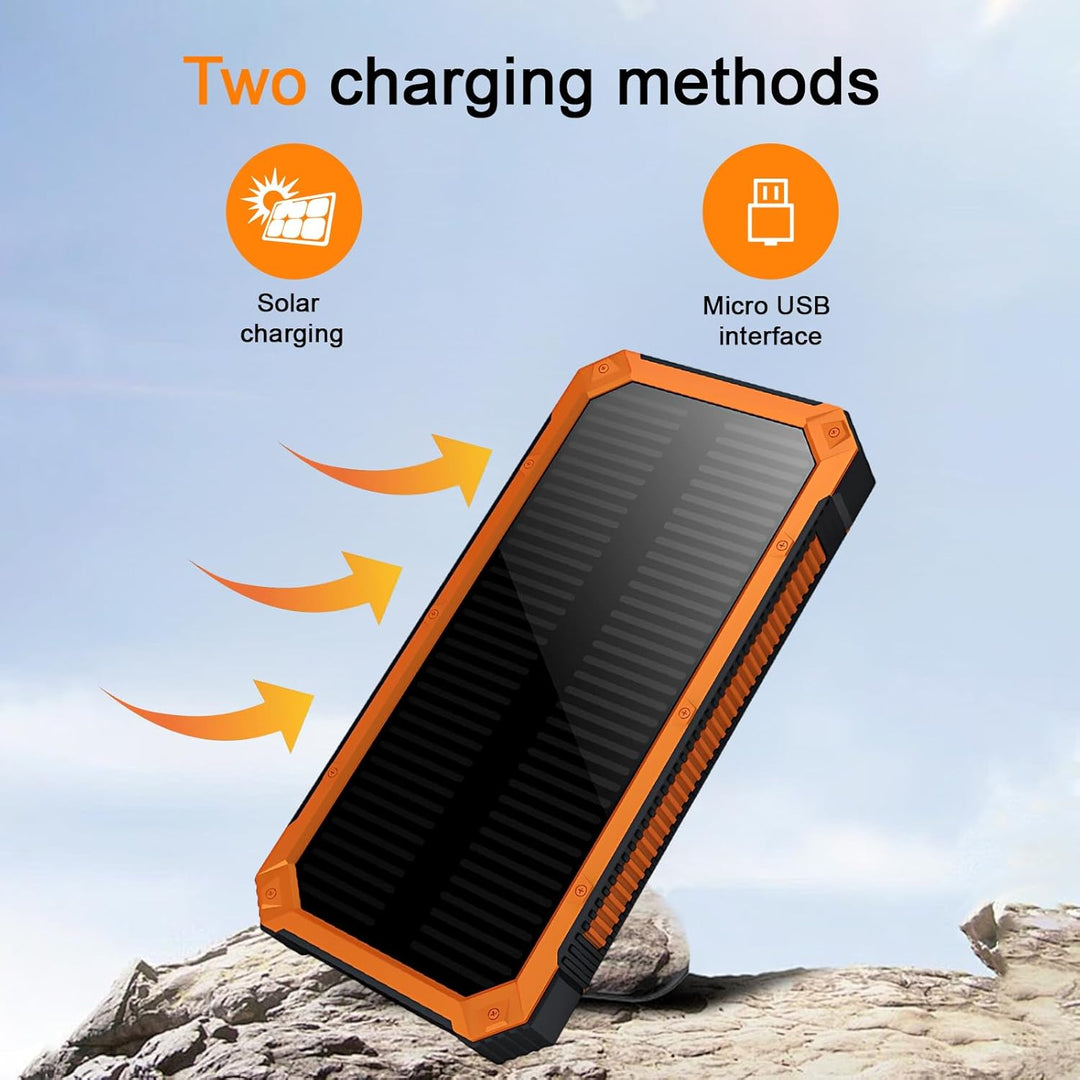 Ruiqas 20.000 mAh Solar-Powerbank, tragbares Camping-Solar-Ladegerät, Akku mit Zwei USB-Anschlüssen