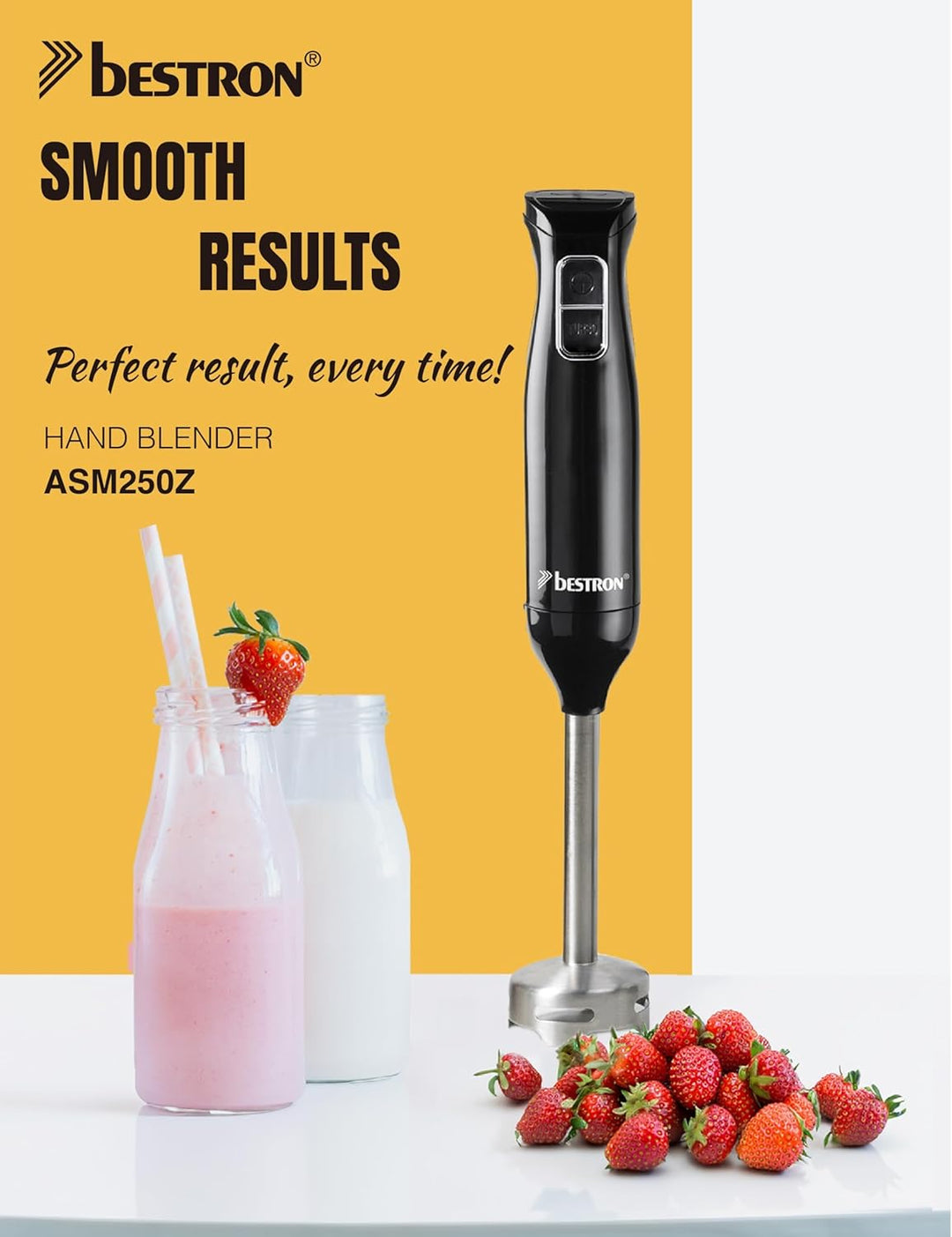 Bestron Stabmixer, Pürierstab mit 2 Geschwindigkeitsstufen & ergonomischer Handgriff, Staab abnehmba