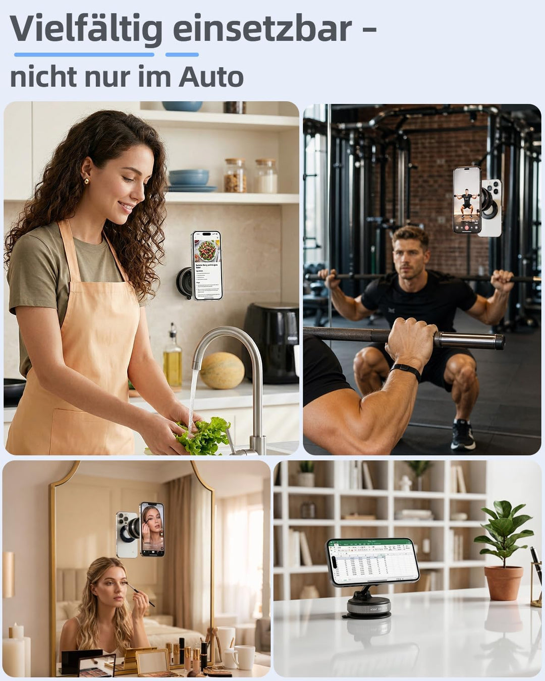 Handyhalterung Auto Magnet für Magsafe Autohalterung mit Vakuum Saugnapf N55 Magneten 360° Drehbar,