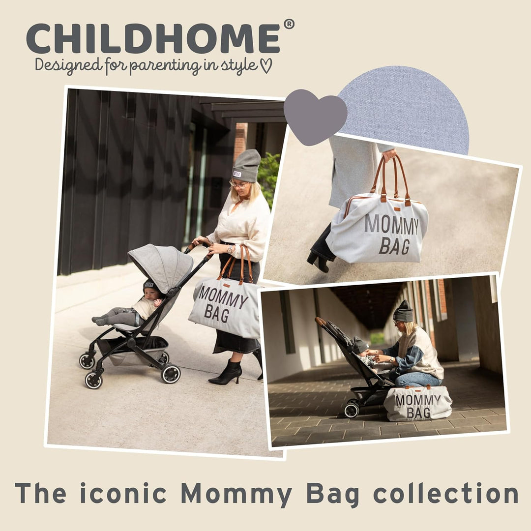 CHILDHOME, Mommy Bag, Wickeltasche, Mutterschaft, Reisetasche Jersey Grau Mommy Bag, Jersey Grau Mom