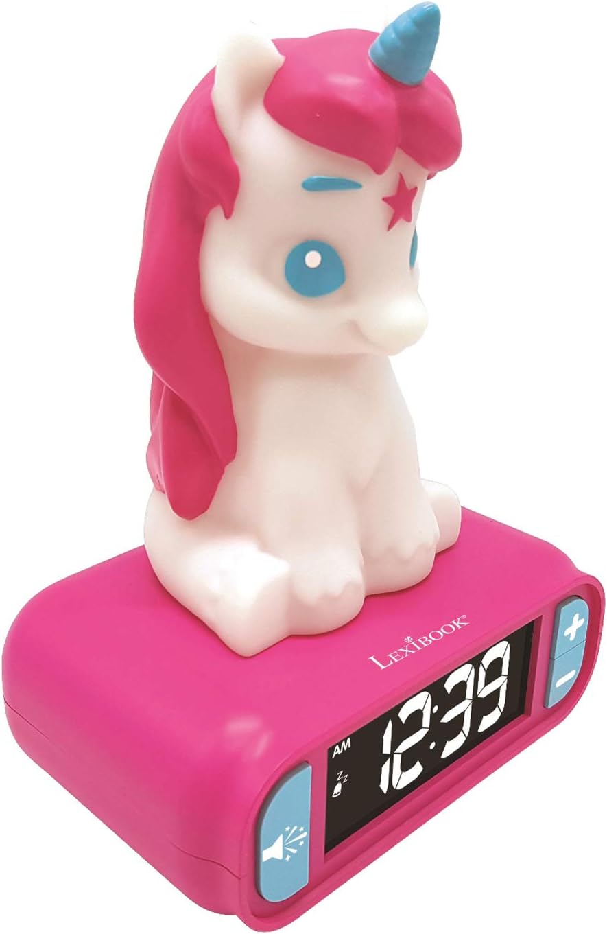 Lexibook -RL800UNI Nachtlicht für Kinder, leuchtend, Einhorn-Soundeffekte, Uhr, Alarm für Mädchen, S