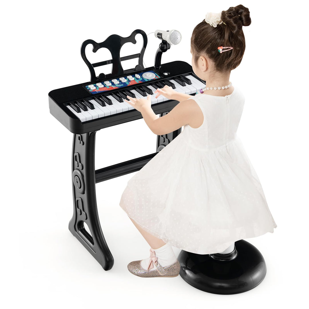 DREAMADE Kinder Keyboard, 37 Tasten E-Piano mit Notenständer & Mikrofon & Hocker, Klavier Spielzeug