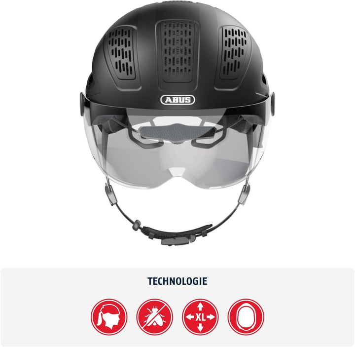ABUS Stadthelm Hyban 2.0 ACE - Fahrradhelm mit Visier, Licht und ABS-Hartschale - für Damen und Herr