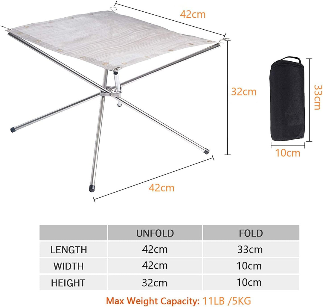 KAHEIGN Tragbare Feuerstelle für Aussen, 42cm Faltbare Edelstahlgeflecht Feuerstelle Grill-Feuerscha