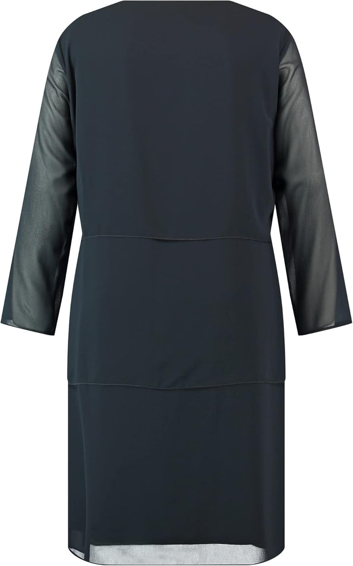 Samoon Damen 980999-29249 Kleid 50 Navy, 50 Navy